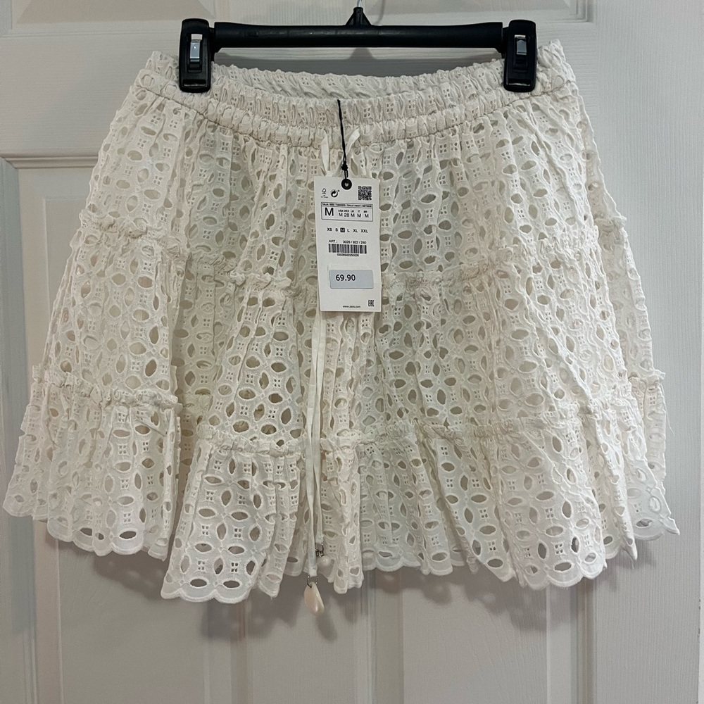 Zara White Eyelet Mini Skirt